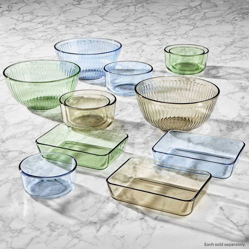 slide 7 of 7, Pyrex® Simply Store® Tint 6pc Lidded Round Storage Set Green: Tinted Glass Bowls with Lids, Microwave-Safe, 16 Cup Capacity, 6 ct