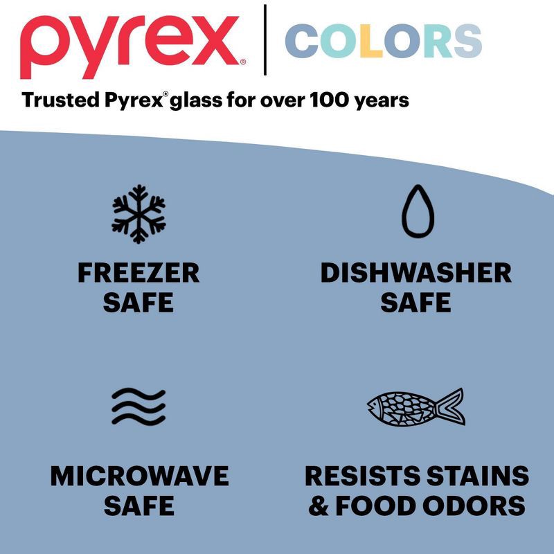 slide 5 of 7, Pyrex® Simply Store® Tint 4pc Lidded Rectangle Storage Set Blue: Glass Baking Dishes, Microwave-Safe, 24 Volume Capacity, 4 ct
