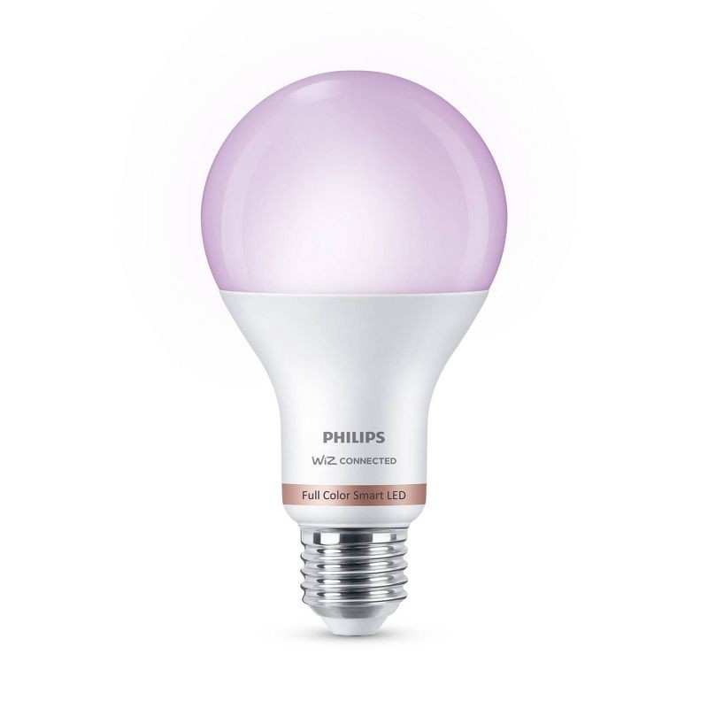 slide 2 of 9, Philips Smart Wi-Fi 100W Multi-Colored LED Light Bulb A21 1P: E26 Base, Voice Control, Dimmable, Compatible with Alexa, Google, Siri, 1 ct