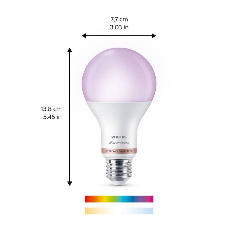 slide 3 of 9, Philips Smart Wi-Fi 100W Multi-Colored LED Light Bulb A21 1P: E26 Base, Voice Control, Dimmable, Compatible with Alexa, Google, Siri, 1 ct