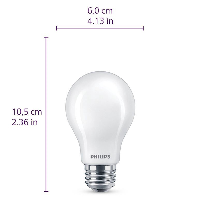 slide 3 of 8, Philips UltraDef LED 60W Frosted Daylight A19 4P: Energy Star Certified Dimmable Light Bulbs, 800 Lumens, 13.7-Year Life, 1 ct