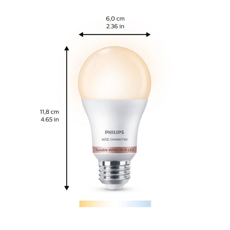 slide 3 of 8, Philips Smart 60W Tunable White A19 1P: LED Light Bulb, Dimmable, App Controlled, 800 Lumens, Energy Star Certified, 1 ct