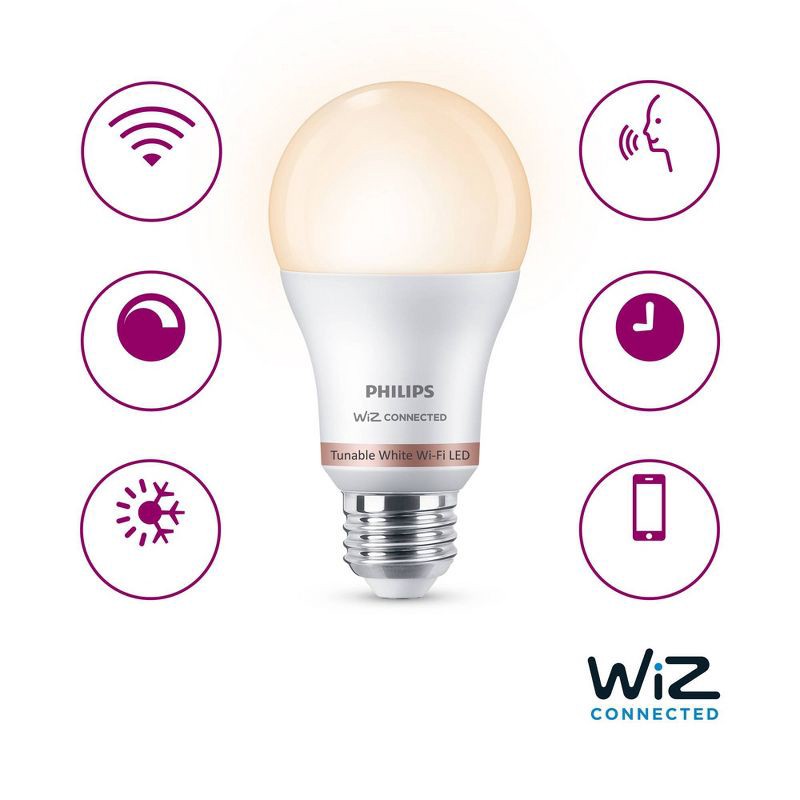 slide 4 of 8, Philips Smart 60W Tunable White A19 1P: LED Light Bulb, Dimmable, App Controlled, 800 Lumens, Energy Star Certified, 1 ct
