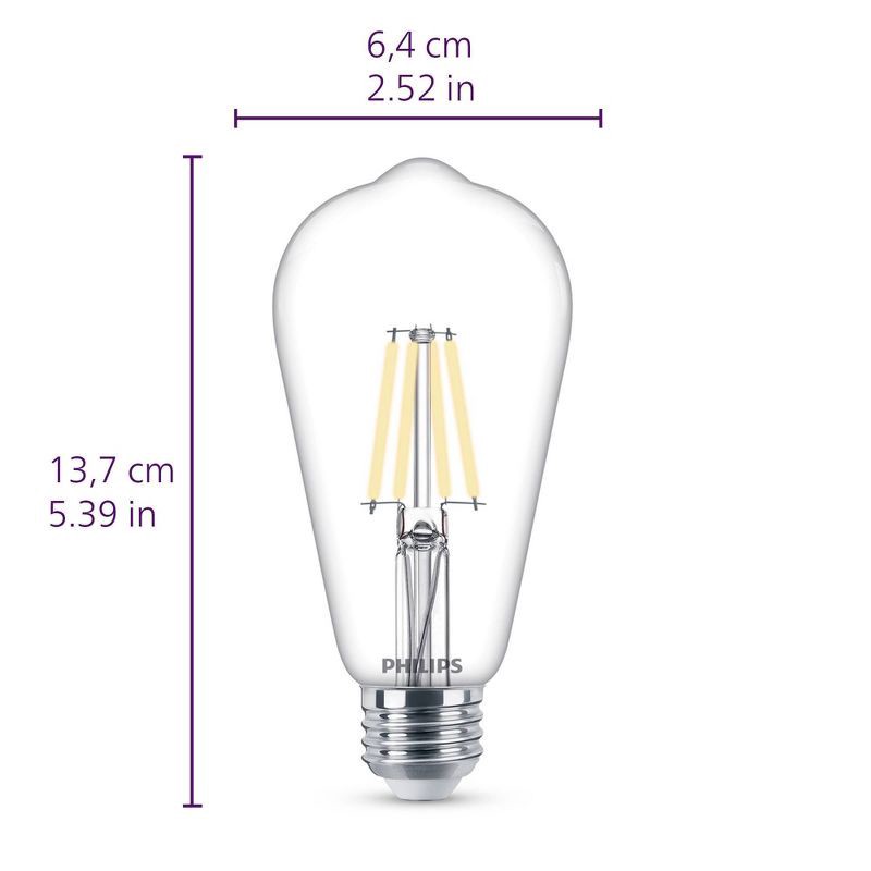slide 3 of 10, Philips LED 75W Clear Daylight ST19 2P: E26 Base, Dimmable, 800 Lumens, 5000K, 2-Pack, Suitable for Wet Locations, 1 ct
