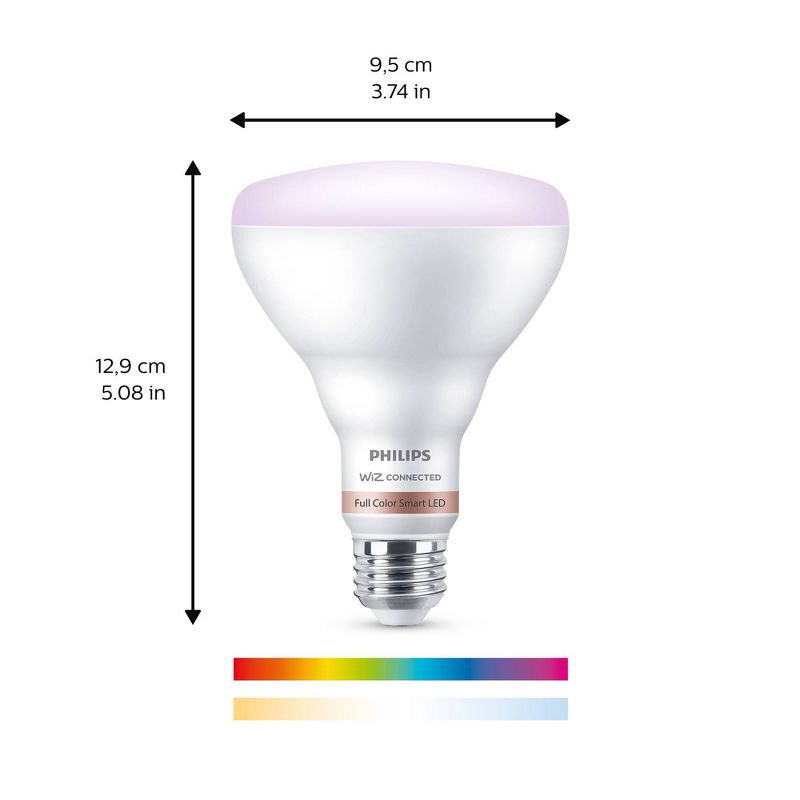slide 3 of 9, Philips Smart 65W Color BR30 1P: Multicolored LED, Dimmable, Voice Control, Energy Star, 22.8-Year Life, E26 Base, 1 ct