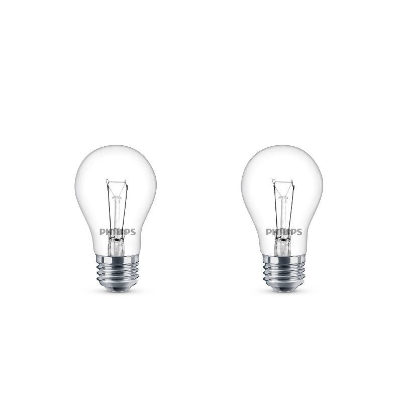 slide 2 of 3, Philips Incandescent 40W Clear A15 Appliance Bulb 2P: Standard E26 Base, 400 Lumens, 2700K, 1.5-Year Life, 2-Pack, 1 ct