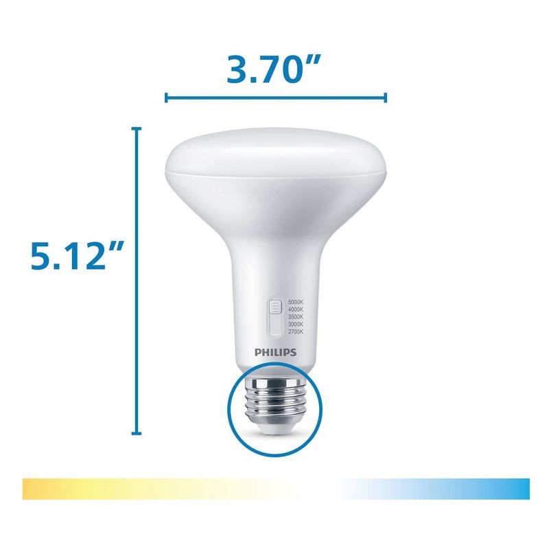 slide 7 of 7, Philips LED Multi-CCT Dip Switch 65W BR30 3P: Dimmable BR30 Light Bulbs, 650 Lumens, E26 Base, 3 Pack, 13.7-Year Life, 3 ct