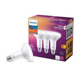 Philips UltraDef LED 65W Soft White BR30 3P: Dimmable Energy Star Certified Light Bulbs, 650 Lumens, E26 Base, 2700K