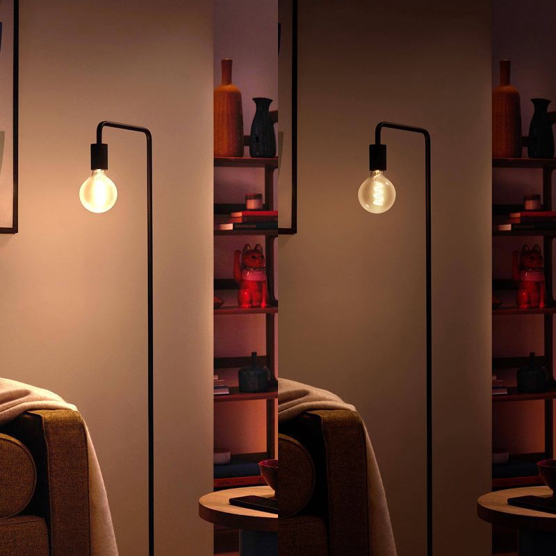 slide 6 of 8, Philips Smart 40W Clear Color Filament G25 1P: LED Light Bulb, Dimmable, 300 Lumens, E26 Base, Compatible with Alexa & Google Home, 1 ct