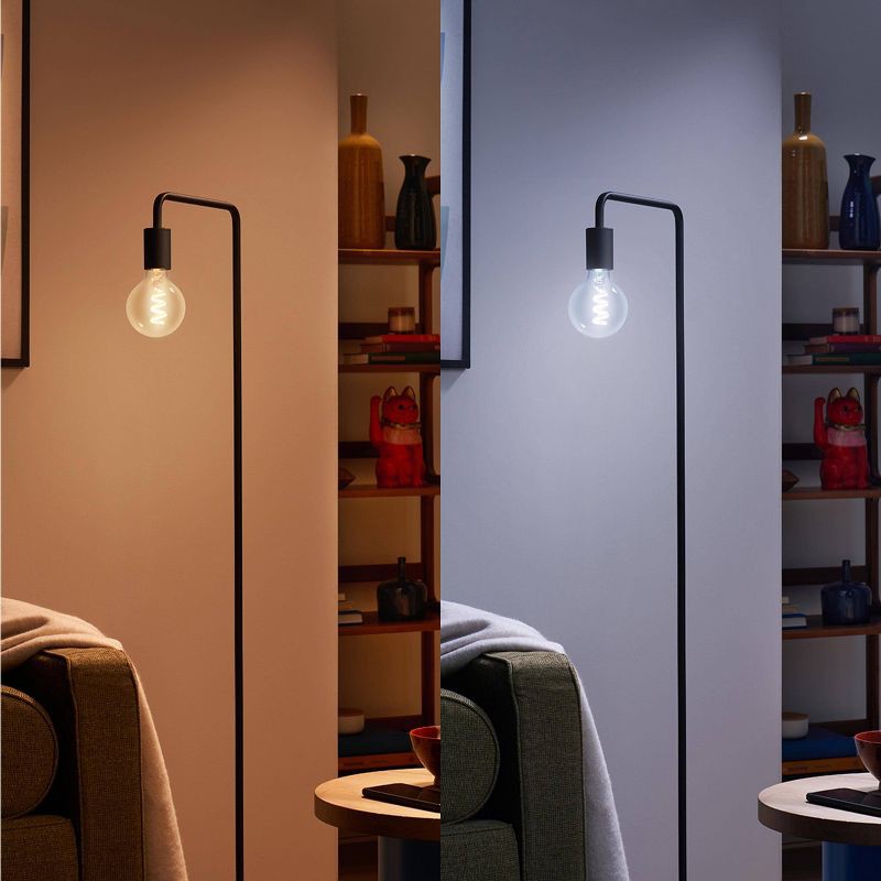 slide 7 of 8, Philips Smart 40W Clear Color Filament G25 1P: LED Light Bulb, Dimmable, 300 Lumens, E26 Base, Compatible with Alexa & Google Home, 1 ct