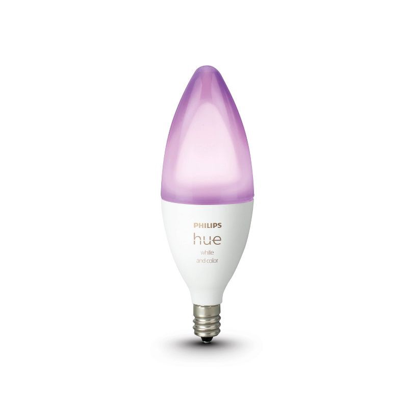 slide 2 of 5, Philips Hue 40W Color Candle 1P: E12 LED Light Bulb, Multicolored, Dimmable, App Controlled, 450 Lumens, 22.8-Year Life, 1 ct
