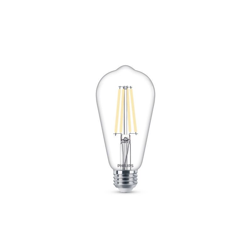 slide 2 of 10, Philips LED 75W Clear Soft White ST19 2P: Dimmable Energy Star Light Bulbs, 800 Lumens, E26 Base, 2700K, 2-Pack, 1 ct