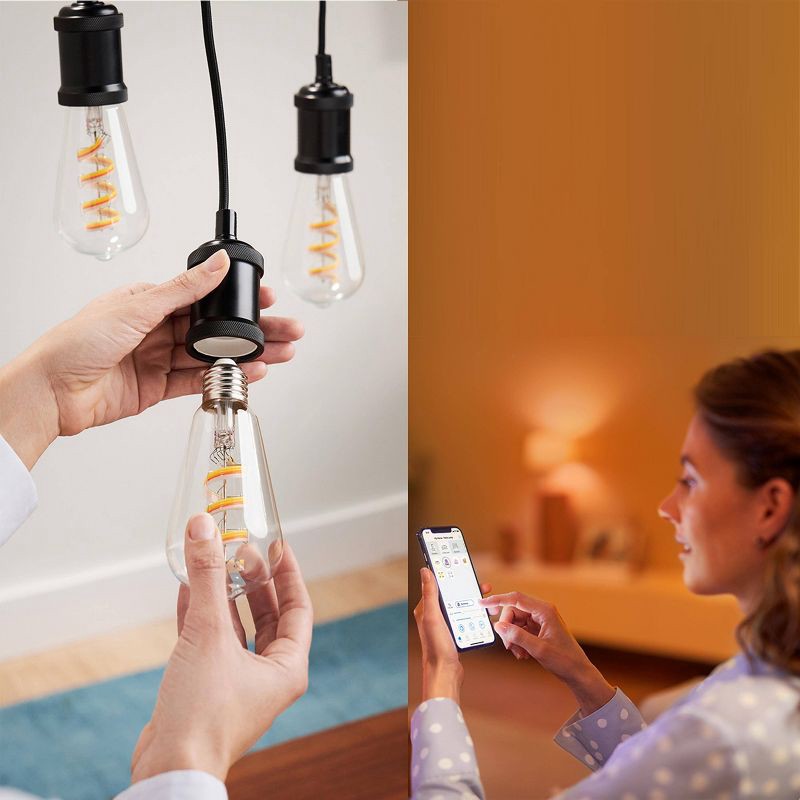 slide 3 of 8, Philips Smart 40W Clear Color Filament ST19 1P: LED Light Bulb, Dimmable, HomeKit Compatible, 13.7-Year Life, E26 Base, 1 ct