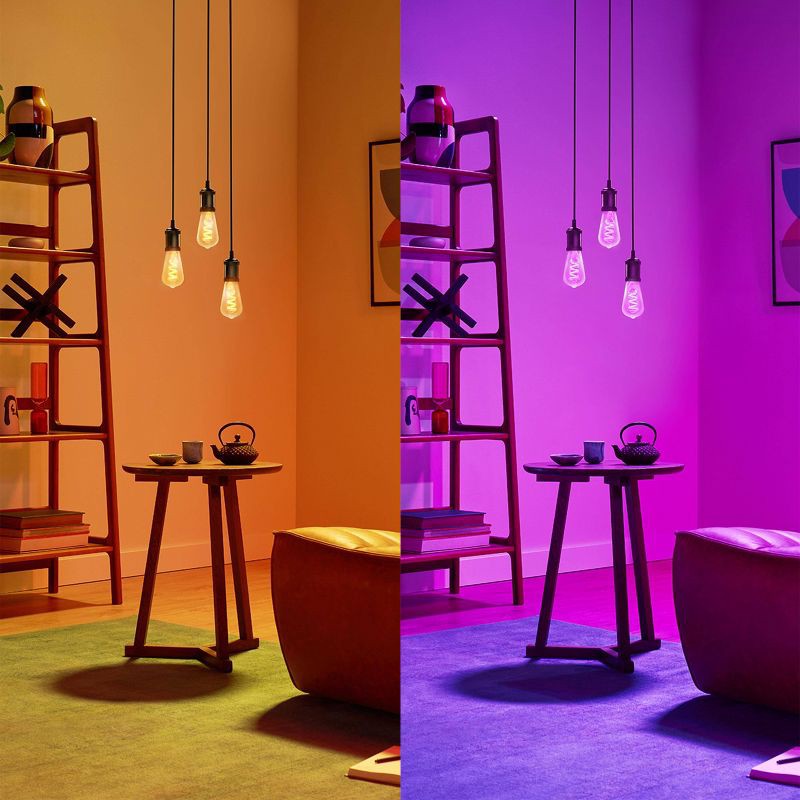 slide 4 of 8, Philips Smart 40W Clear Color Filament ST19 1P: LED Light Bulb, Dimmable, HomeKit Compatible, 13.7-Year Life, E26 Base, 1 ct