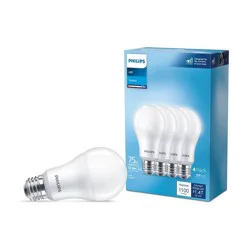 Philips LED 75W Frosted Daylight A19 4P Non-Dim T20: 1100 Lumens, 5000K, E26 Base, 12.2W, Damp Location Suitable