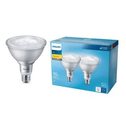 Philips LED 90W Bright White PAR38 2P: Outdoor Floodlight Bulb, Wet Location Suitable, 3000K, 900 Lumens, E26 Base