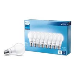 Philips LED 60W Frosted Daylight A19 8P Non-Dim T20: Light Bulbs 8 Pack, 800 Lumens, E26 Base, 5000K, 10-Year Life