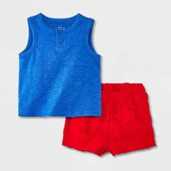 Baby Boys' Solid Top & Bottom Set - Cat & Jack™ Blue 12M