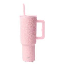 Simple Modern Trek 40oz Stainless Steel Leopard Lidded Tumbler Pink: SLM Water Bottle for Cold Beverages, Hand Wash