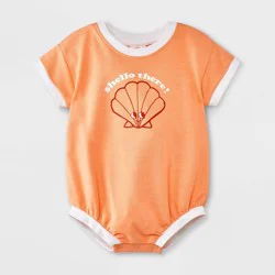 Baby French Terry Graphic Romper - Cat & Jack™ Peach Orange 6-9M
