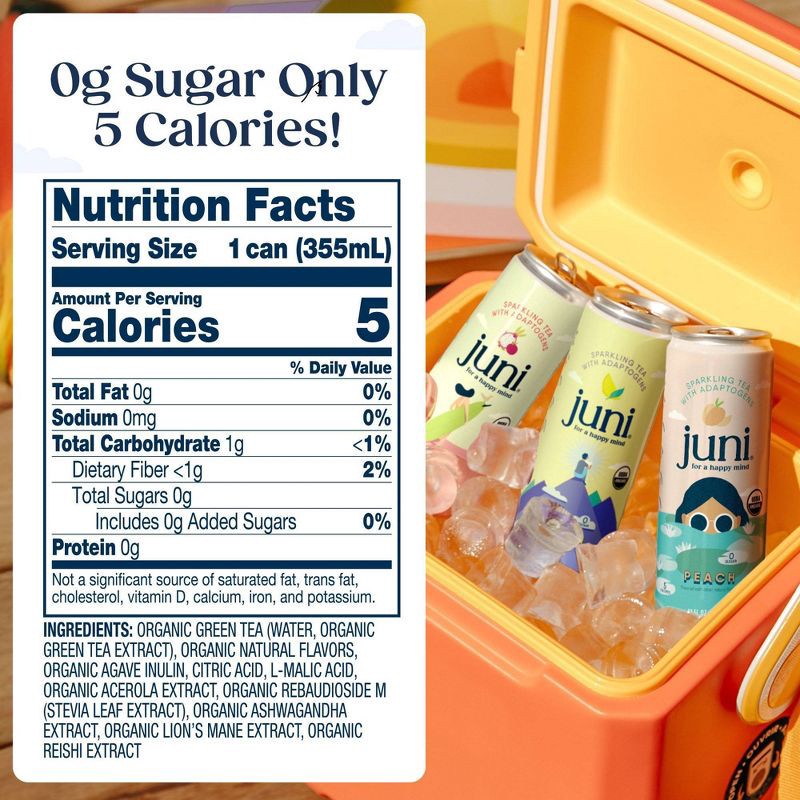 slide 2 of 6, Juni Raspberry Sparkling Tea Beverage - 12 fl oz Can, 12 fl oz