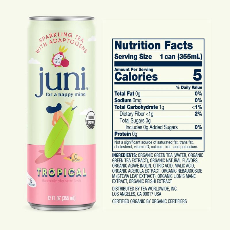 slide 2 of 4, Juni Tropical Sparkling Tea Beverage - 12 fl oz Can, 12 fl oz