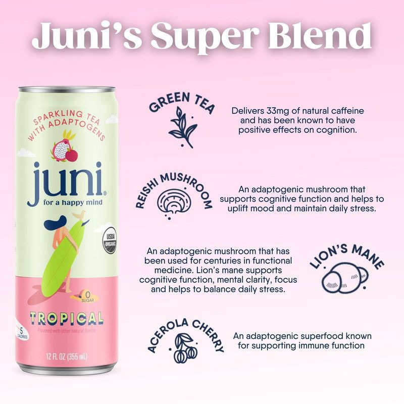 slide 3 of 4, Juni Tropical Sparkling Tea Beverage - 12 fl oz Can, 12 fl oz