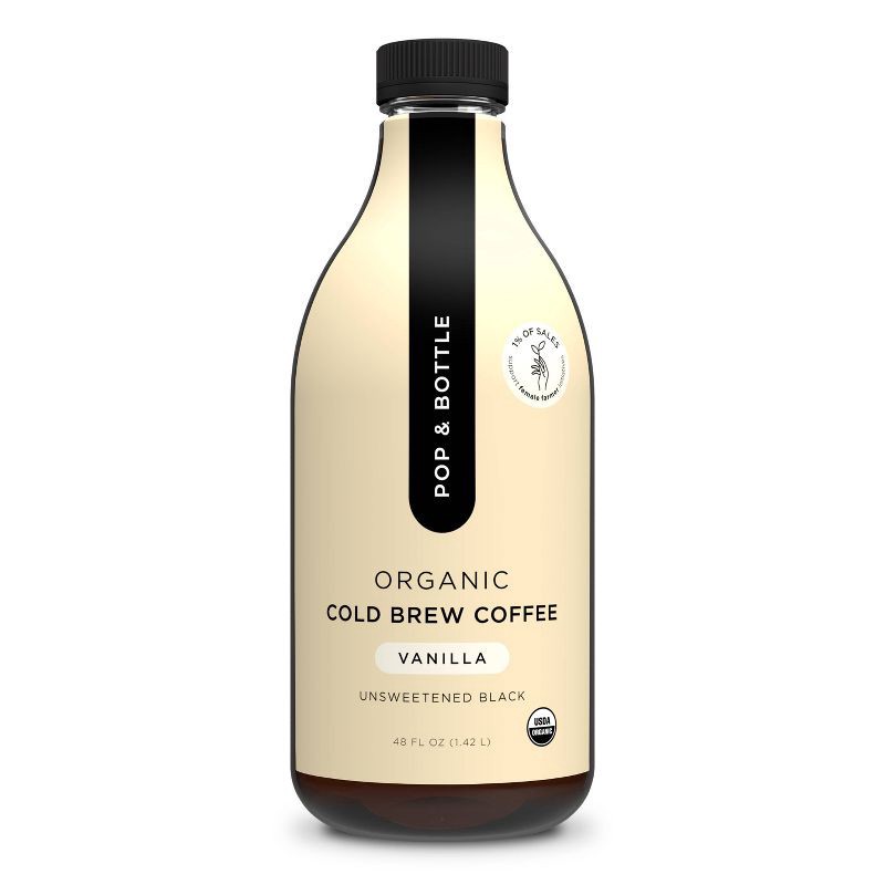 slide 1 of 8, Pop & Bottle Unsweetened Vanilla Cold Brew - 48 fl oz, 48 oz