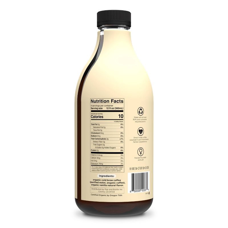 slide 7 of 8, Pop & Bottle Unsweetened Vanilla Cold Brew - 48 fl oz, 48 oz