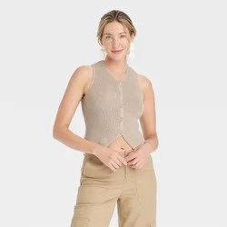 Women's Button-Front Sweater Vest - Universal Thread™ Tan XL