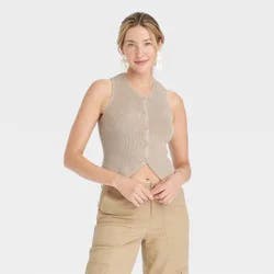 Women's Button-Front Sweater Vest - Universal Thread™ Tan XL