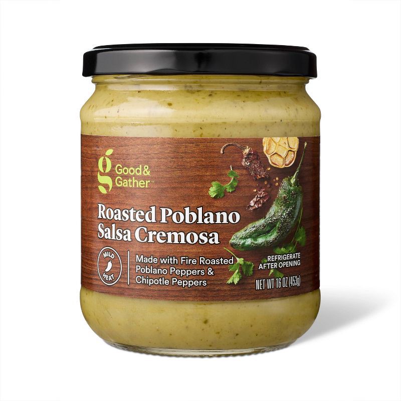 slide 1 of 3, Mild Roasted Poblano Cremosa - 16oz - Good & Gather™, 16 oz