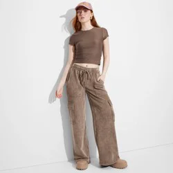 Women's Mid-Rise Wide Leg Baggy Cargo Sweatpants Wild Fable