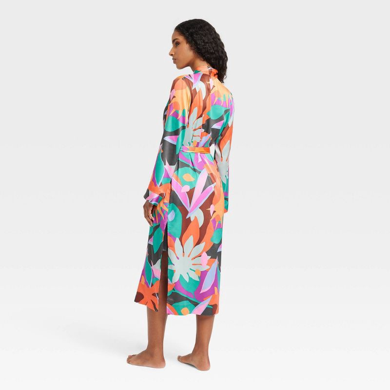 Women's Long Satin Robe - Stars Above™ Tropical/Floral XS/S 1 ct | Shipt