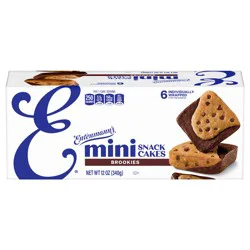 Entenmann's Mini Snack Cakes Brookie Mini Snack Cakes, 6 packs, Chocolate Chip Cookie Brownies 12 oz Multipack