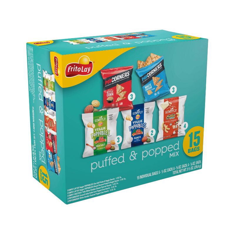 slide 2 of 4, Frito-Lay Snacks Puffed & Popped Mix Variety Pack - 9.75oz/15ct, 9.75 oz, 15 ct