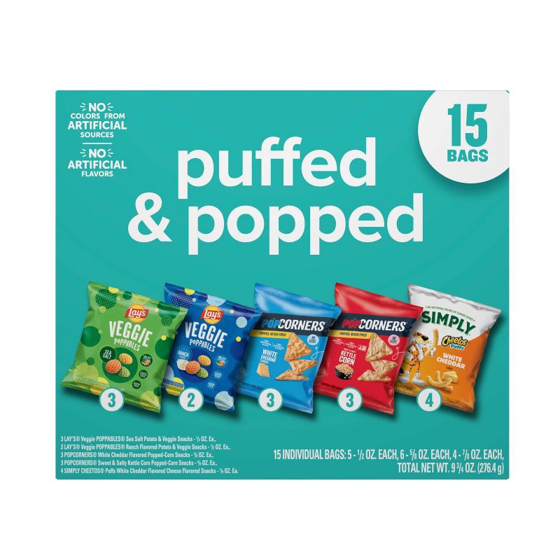 slide 2 of 7, Frito-Lay Snacks Puffed & Popped Mix Variety Pack - 9.75oz/15ct, 9.75 oz, 15 ct