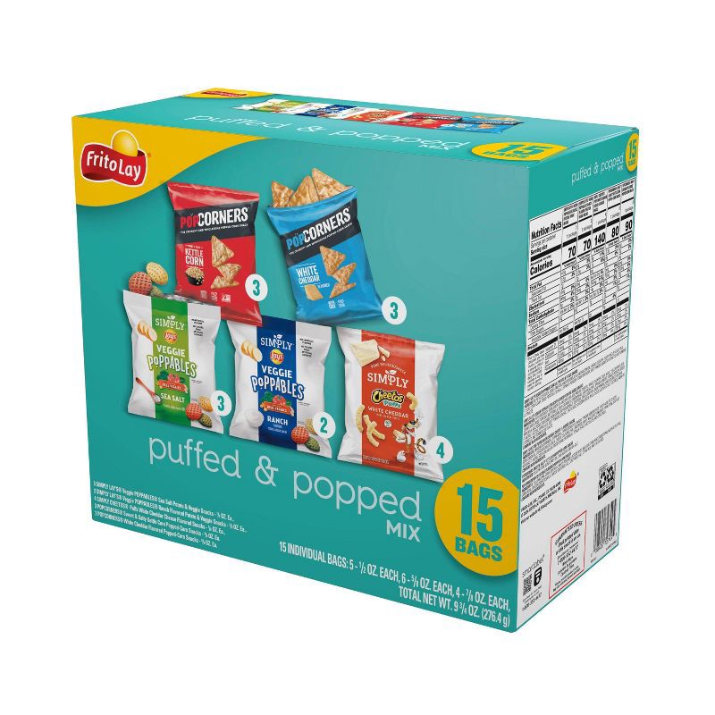 slide 3 of 4, Frito-Lay Snacks Puffed & Popped Mix Variety Pack - 9.75oz/15ct, 9.75 oz, 15 ct