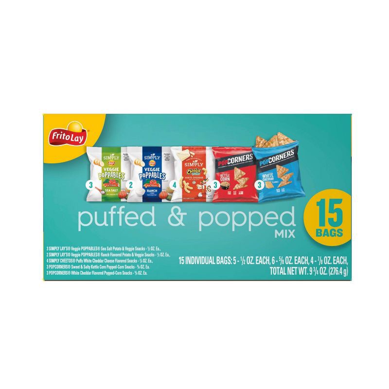 slide 4 of 4, Frito-Lay Snacks Puffed & Popped Mix Variety Pack - 9.75oz/15ct, 9.75 oz, 15 ct