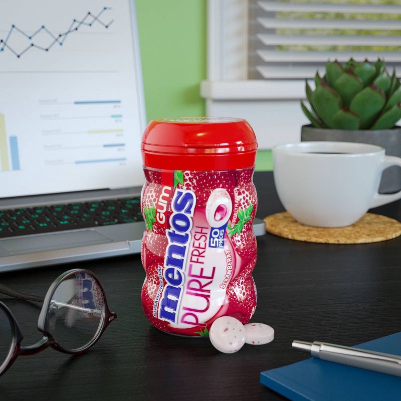 slide 4 of 4, Mentos Strawberry Gum Bottle - 50ct, 50 ct