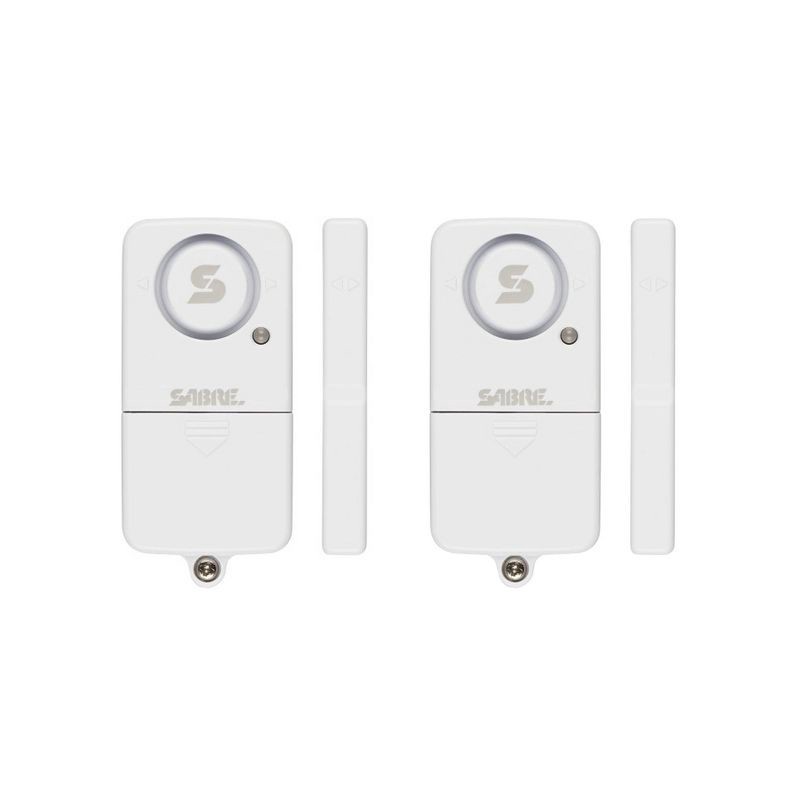 slide 1 of 5, Sabre 2pk Door/Window Alarms: Security Sensors, Self-Monitoring, Adhesive Mount, Battery Powered, Window Locks, 2 ct