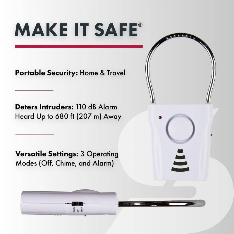 slide 2 of 8, Sabre Door Handle Alarm: Portable Home Security Sensor, Battery Operated, Alerts on Forced Entry, No Assembly Required, 1 ct