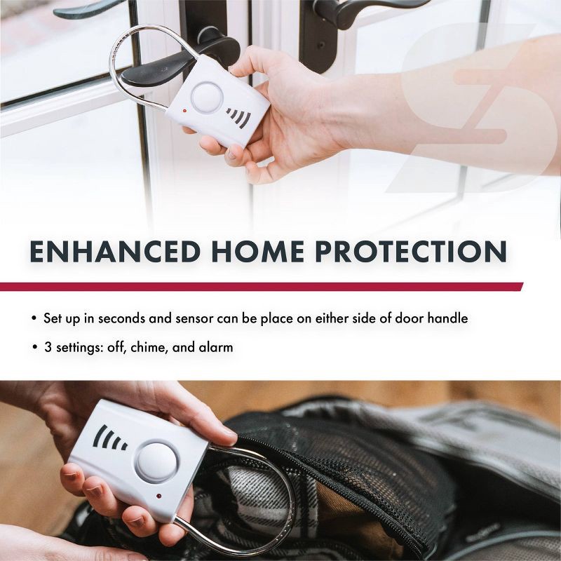 slide 5 of 8, Sabre Door Handle Alarm: Portable Home Security Sensor, Battery Operated, Alerts on Forced Entry, No Assembly Required, 1 ct