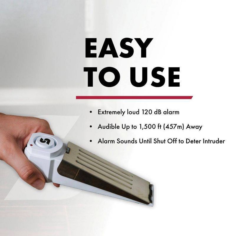 slide 3 of 8, Sabre Door Stop Alarm: Portable Travel Door Alarm, Alerts Upon Forced Entry, Battery Operated, No Assembly Required, 1 ct