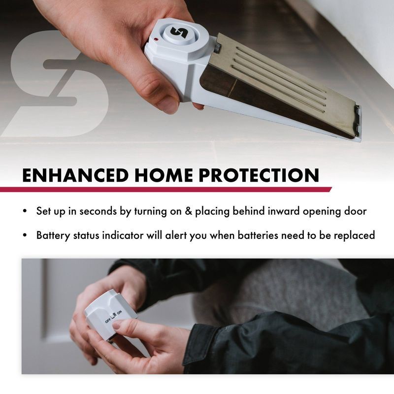 slide 4 of 8, Sabre Door Stop Alarm: Portable Travel Door Alarm, Alerts Upon Forced Entry, Battery Operated, No Assembly Required, 1 ct