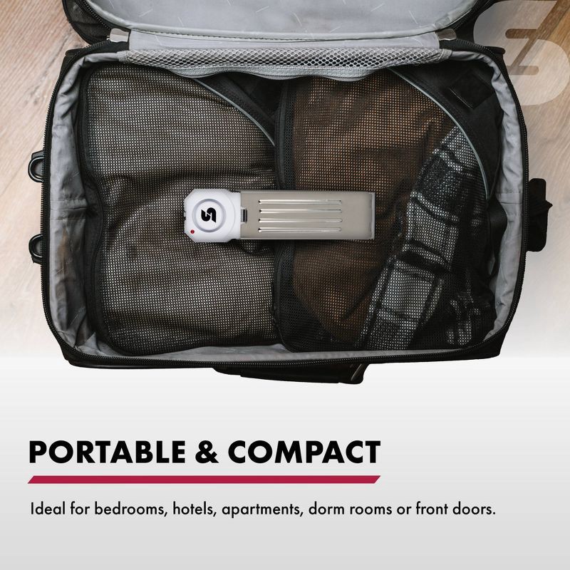 slide 5 of 8, Sabre Door Stop Alarm: Portable Travel Door Alarm, Alerts Upon Forced Entry, Battery Operated, No Assembly Required, 1 ct
