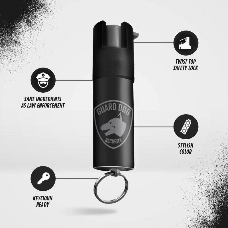 slide 5 of 9, Guard Dog Security on The Go Protection Set Keychain Pepper Spray with Keychain Alarm and LED Light Black: Spray for Women, Camping, 1 ct
