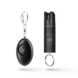 Guard Dog Security on The Go Protection Set Keychain Pepper Spray with Keychain Alarm and LED Light Black: Spray for Women, Camping