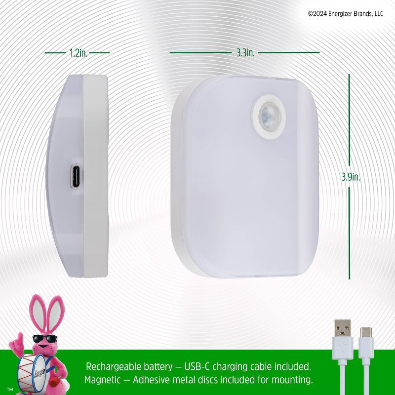 slide 6 of 7, Energizer Rechargeable Lithium Polymer 800 mAh Motion Sensing Puck Light: LED Tap Light for Closet, White, 1 ct