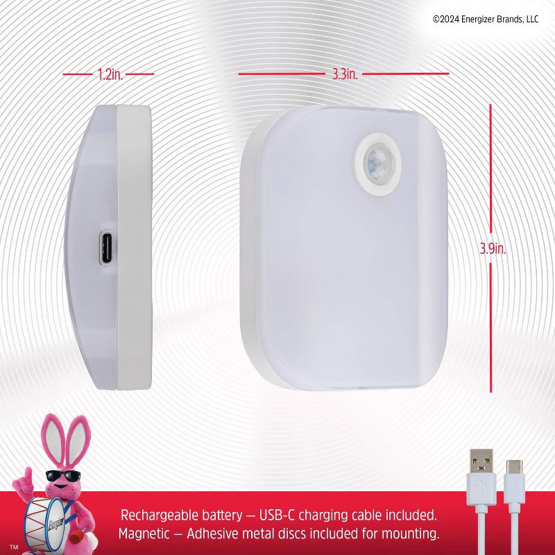 slide 7 of 7, Energizer Rechargeable Lithium Polymer 800 mAh Motion Sensing Puck Light: LED Tap Light for Closet, White, 1 ct